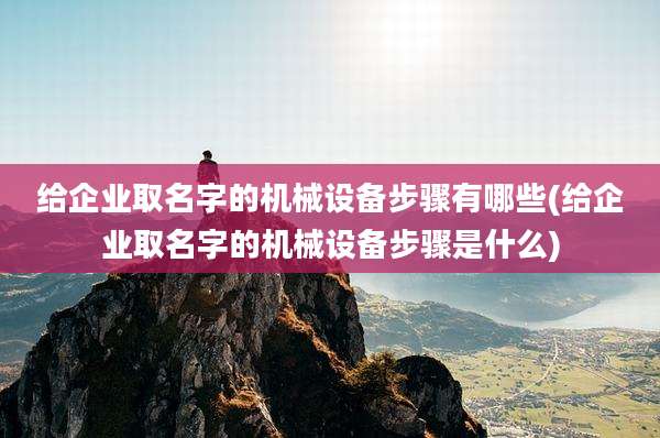 给企业取名字的机械设备步骤有哪些(给企业取名字的机械设备步骤是什么)