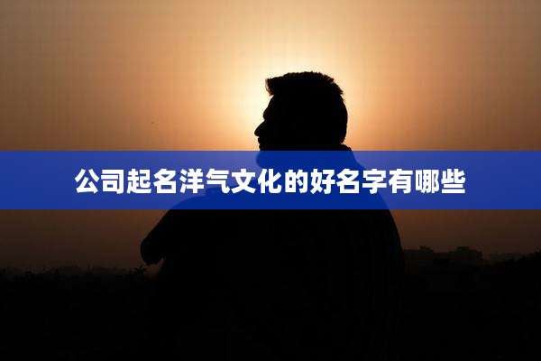 公司起名洋气文化的好名字有哪些