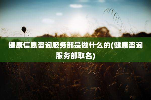 健康信息咨询服务部是做什么的(健康咨询服务部取名)