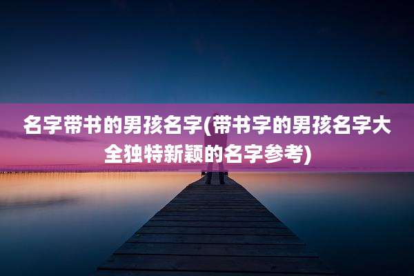 名字带书的男孩名字(带书字的男孩名字大全独特新颖的名字参考)