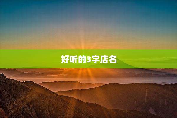 好听的3字店名
