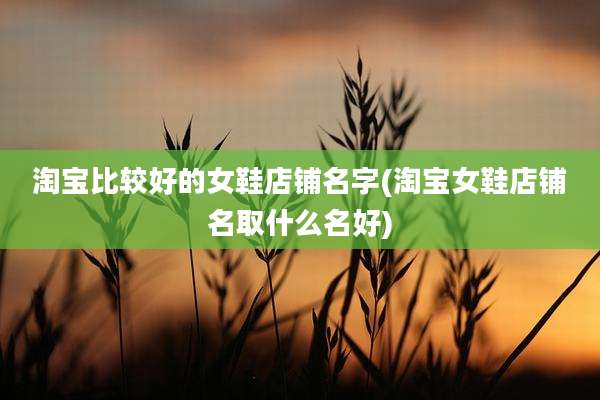 淘宝比较好的女鞋店铺名字(淘宝女鞋店铺名取什么名好)