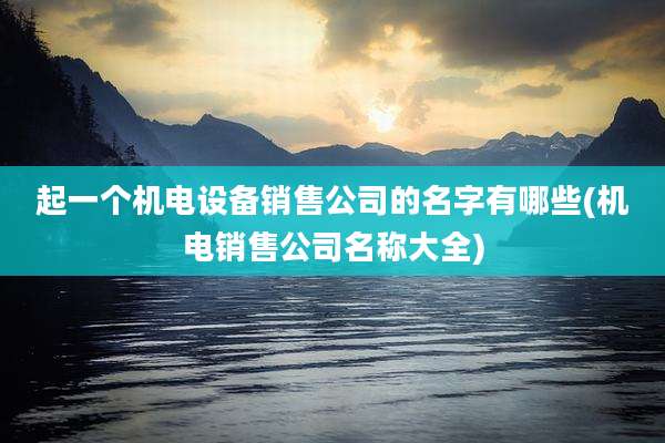 起一个机电设备销售公司的名字有哪些(机电销售公司名称大全)