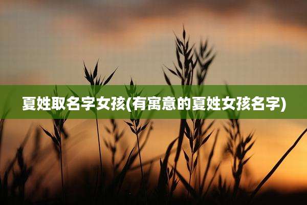 夏姓取名字女孩(有寓意的夏姓女孩名字)