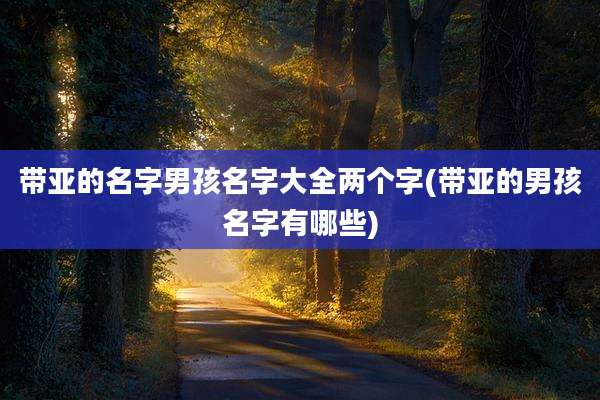 带亚的名字男孩名字大全两个字(带亚的男孩名字有哪些)