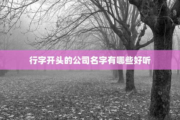 行字开头的公司名字有哪些好听