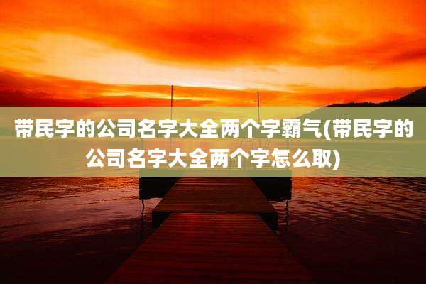 带民字的公司名字大全两个字霸气(带民字的公司名字大全两个字怎么取)