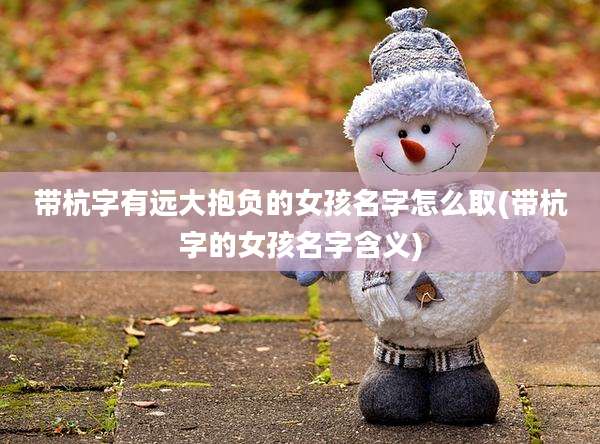 带杭字有远大抱负的女孩名字怎么取(带杭字的女孩名字含义)