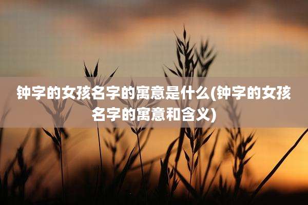 钟字的女孩名字的寓意是什么(钟字的女孩名字的寓意和含义)