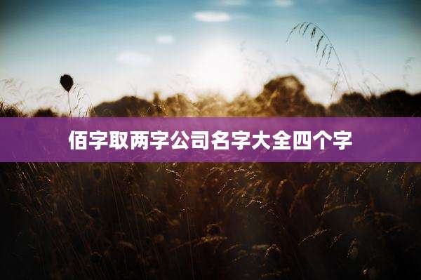 佰字取两字公司名字大全四个字