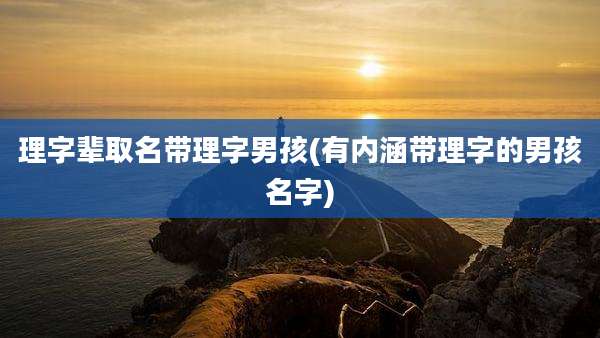 理字辈取名带理字男孩(有内涵带理字的男孩名字)