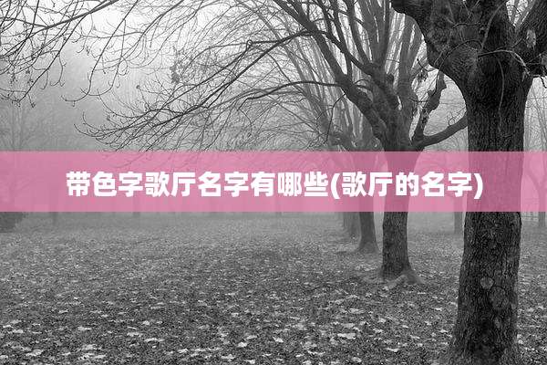 带色字歌厅名字有哪些(歌厅的名字)