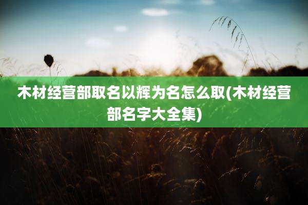 木材经营部取名以辉为名怎么取(木材经营部名字大全集)