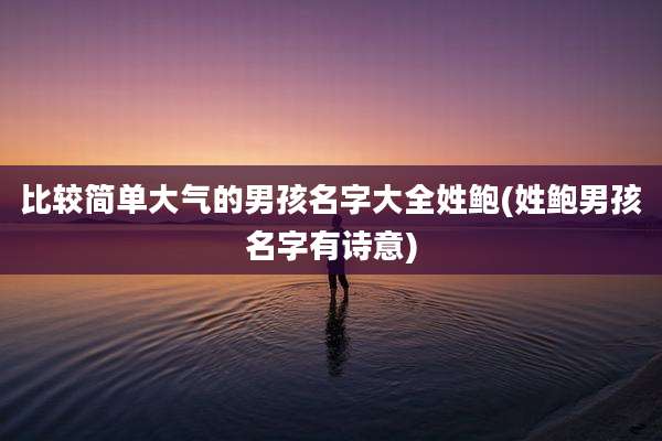 比较简单大气的男孩名字大全姓鲍(姓鲍男孩名字有诗意)