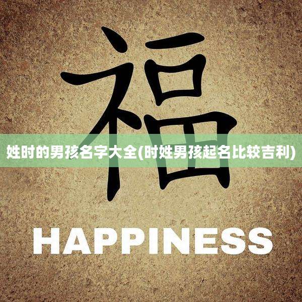 姓时的男孩名字大全(时姓男孩起名比较吉利)