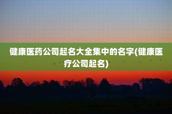 健康医药公司起名大全集中的名字(健康医疗公司起名)
