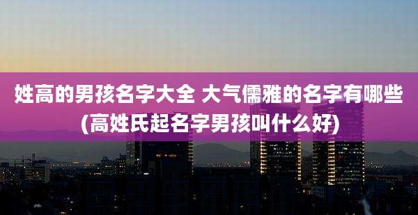 姓高的男孩名字大全 大气儒雅的名字有哪些(高姓氏起名字男孩叫什么好)