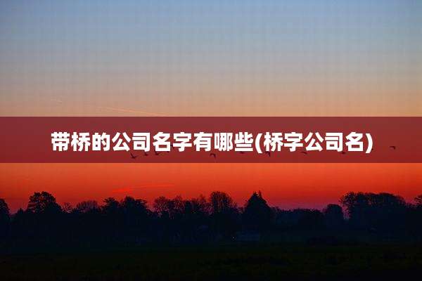 带桥的公司名字有哪些(桥字公司名)