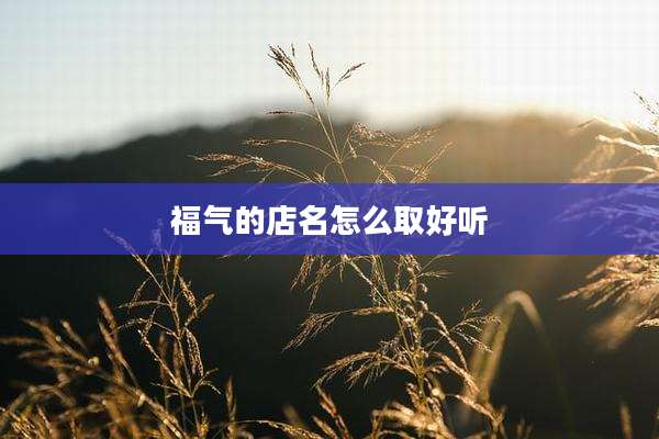 福气的店名怎么取好听