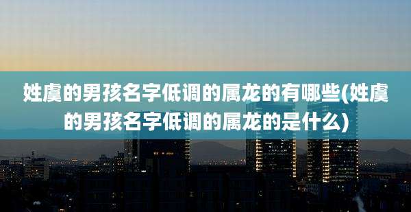 姓虞的男孩名字低调的属龙的有哪些(姓虞的男孩名字低调的属龙的是什么)