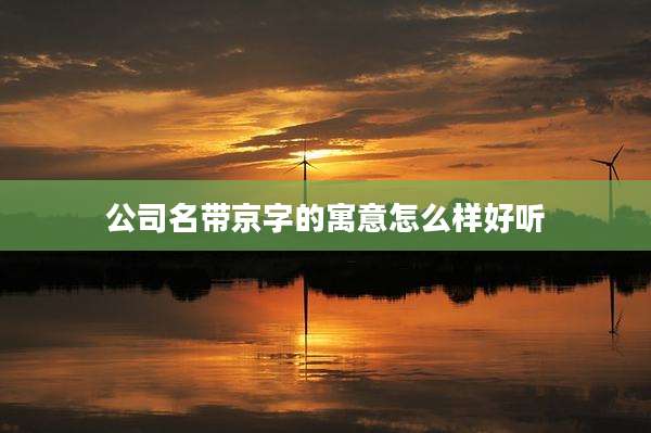 公司名带京字的寓意怎么样好听