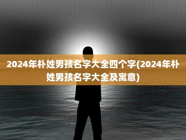 2024年朴姓男孩名字大全四个字(2024年朴姓男孩名字大全及寓意)