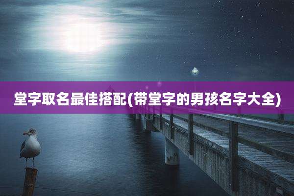 堂字取名最佳搭配(带堂字的男孩名字大全)