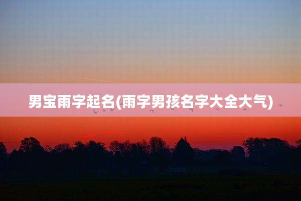 男宝雨字起名(雨字男孩名字大全大气)