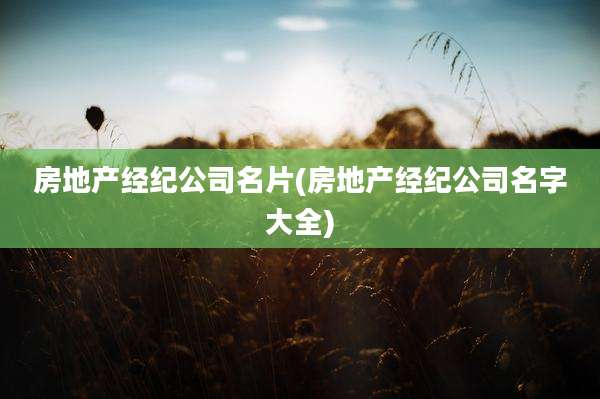 房地产经纪公司名片(房地产经纪公司名字大全)