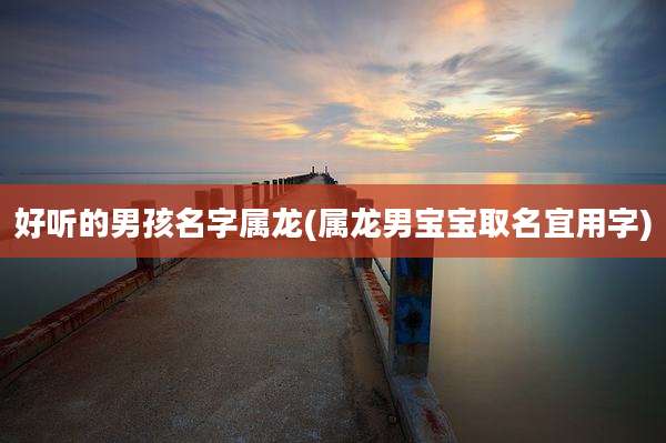 好听的男孩名字属龙(属龙男宝宝取名宜用字)