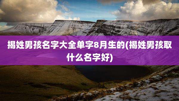 揭姓男孩名字大全单字8月生的(揭姓男孩取什么名字好)