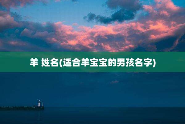 羊 姓名(适合羊宝宝的男孩名字)