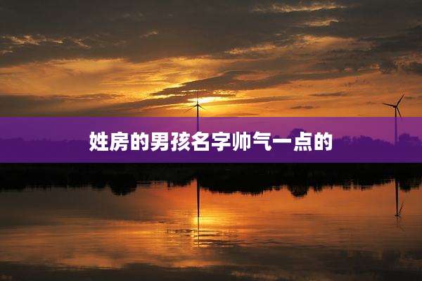 姓房的男孩名字帅气一点的