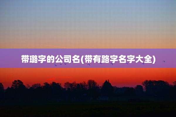 带璐字的公司名(带有路字名字大全)