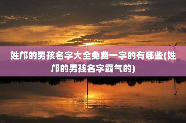 姓邝的男孩名字大全免费一字的有哪些(姓邝的男孩名字霸气的)