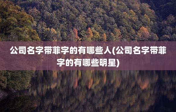 公司名字带菲字的有哪些人(公司名字带菲字的有哪些明星)