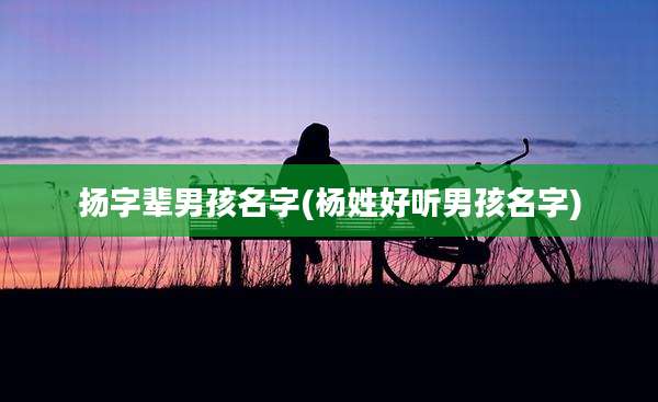 扬字辈男孩名字(杨姓好听男孩名字)