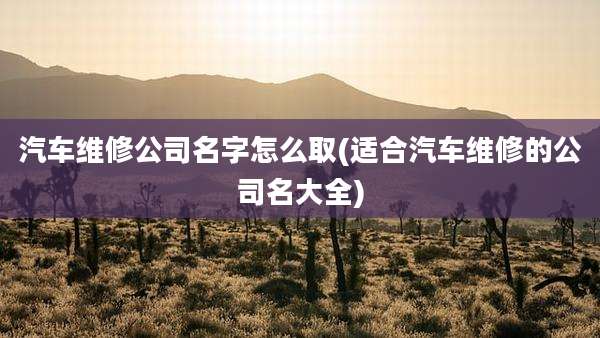 汽车维修公司名字怎么取(适合汽车维修的公司名大全)