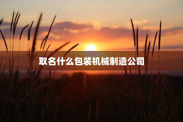 取名什么包装机械制造公司