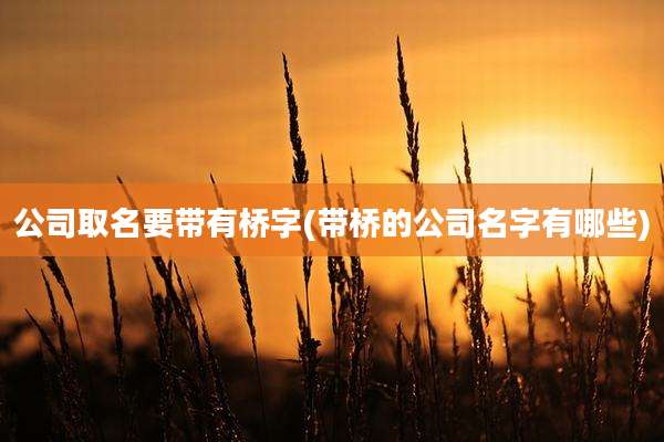 公司取名要带有桥字(带桥的公司名字有哪些)