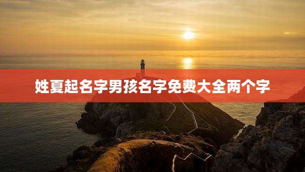 姓夏起名字男孩名字免费大全两个字