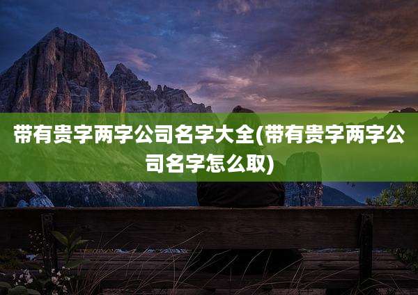带有贵字两字公司名字大全(带有贵字两字公司名字怎么取)