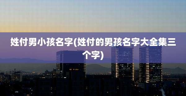 姓付男小孩名字(姓付的男孩名字大全集三个字)