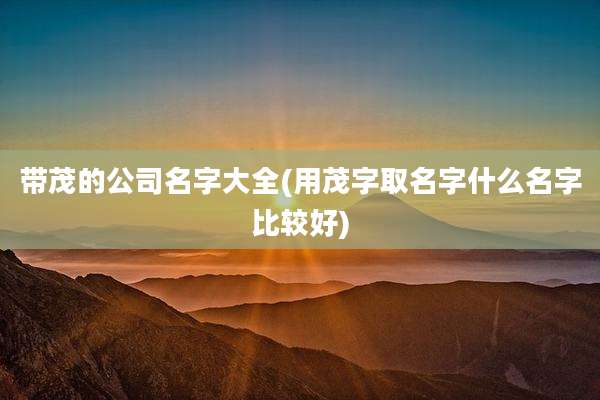 带茂的公司名字大全(用茂字取名字什么名字比较好)