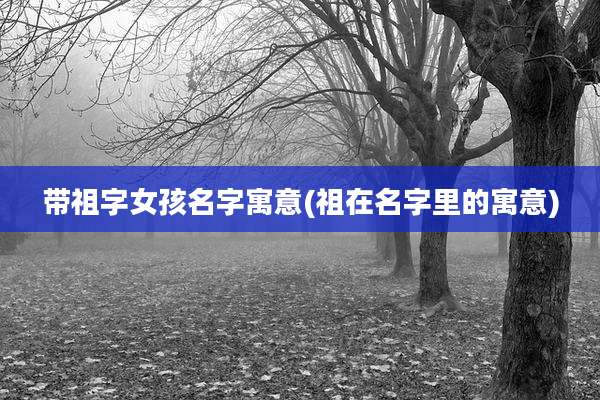 带祖字女孩名字寓意(祖在名字里的寓意)