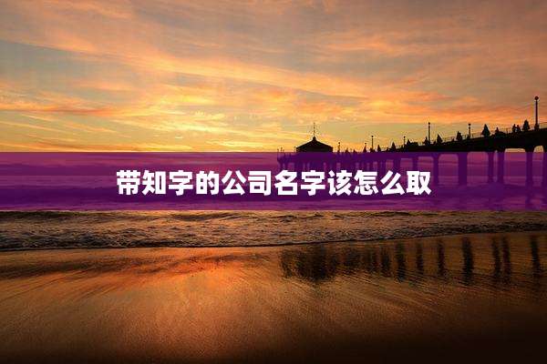 带知字的公司名字该怎么取
