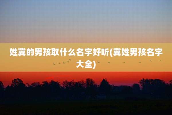 姓冀的男孩取什么名字好听(冀姓男孩名字大全)