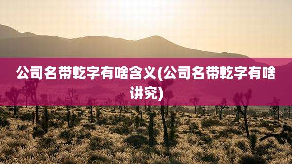公司名带乾字有啥含义(公司名带乾字有啥讲究)