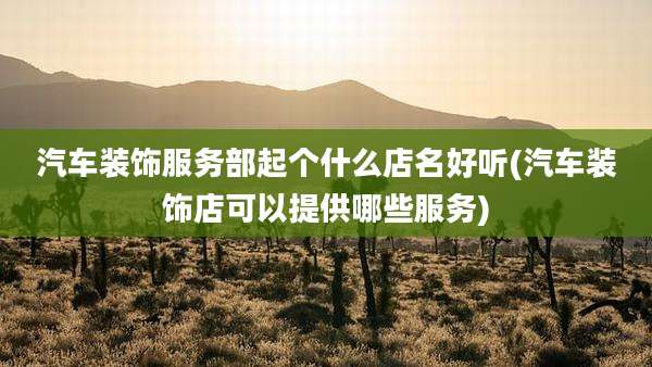 汽车装饰服务部起个什么店名好听(汽车装饰店可以提供哪些服务)