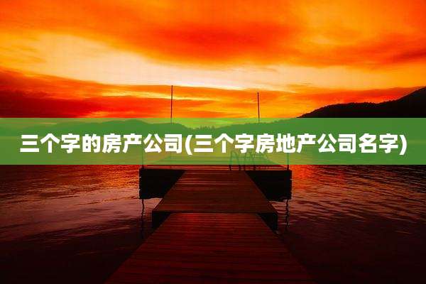 三个字的房产公司(三个字房地产公司名字)